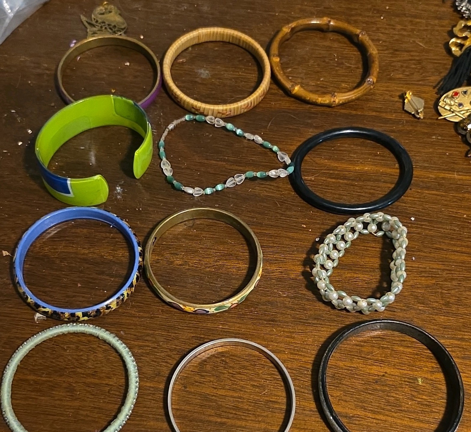 Mixed Lot Stackable Multicolor Bangle Cuff Beaded Bracelets, No Closure