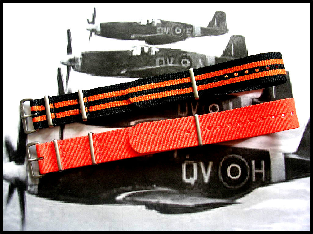 20mm Orange NATO G10 Premium ballistic nylon watch band 2 pak Bond IW SUISSE USA