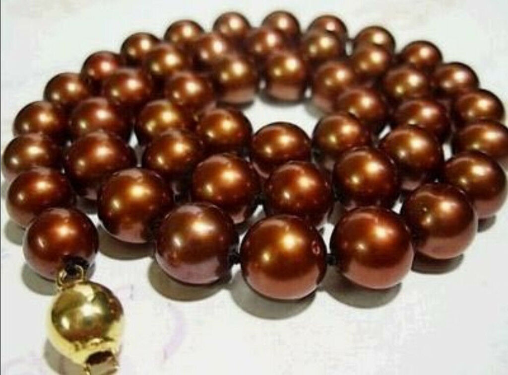 20 inches Fine Fashion 8mm Chocolate Brown Akoya Freshwater Shell Pearl Necklace