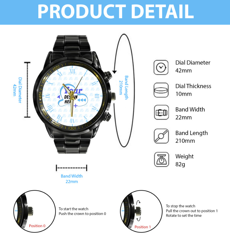 Personalized US Marine Corps 250th Veteran Black Stainless Steel Watch