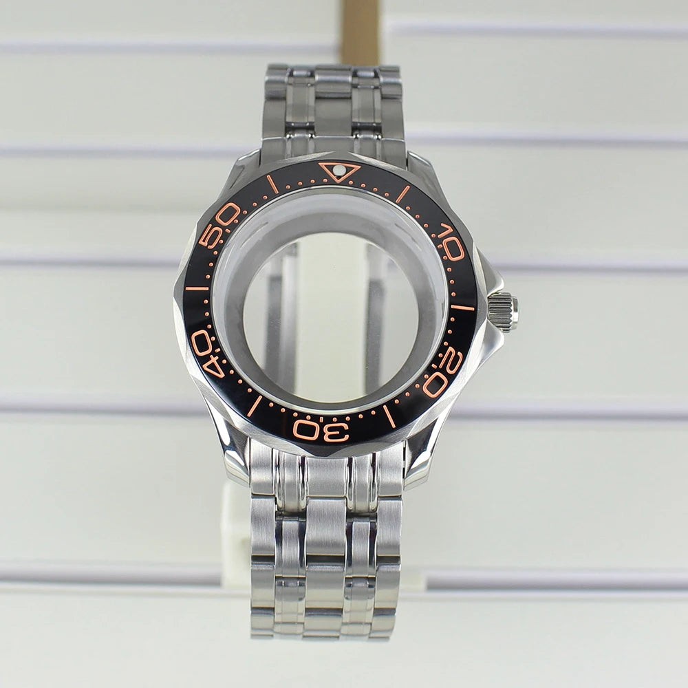 41mm Silver Watch Case 316L for Seamaster 300 NH35 NH36 NH38 NH34 Sapphire Glass