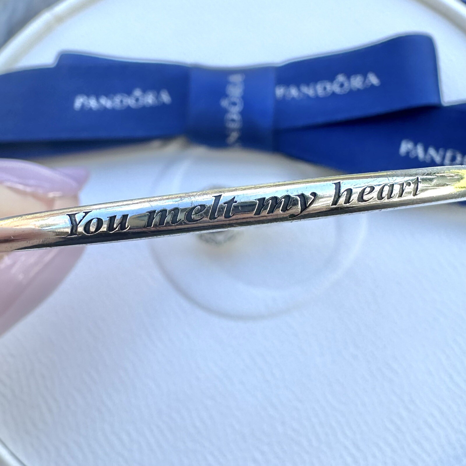 Authentic Pandora Silver “You Melt My Heart” Winter Bangle 17cm #598619C00