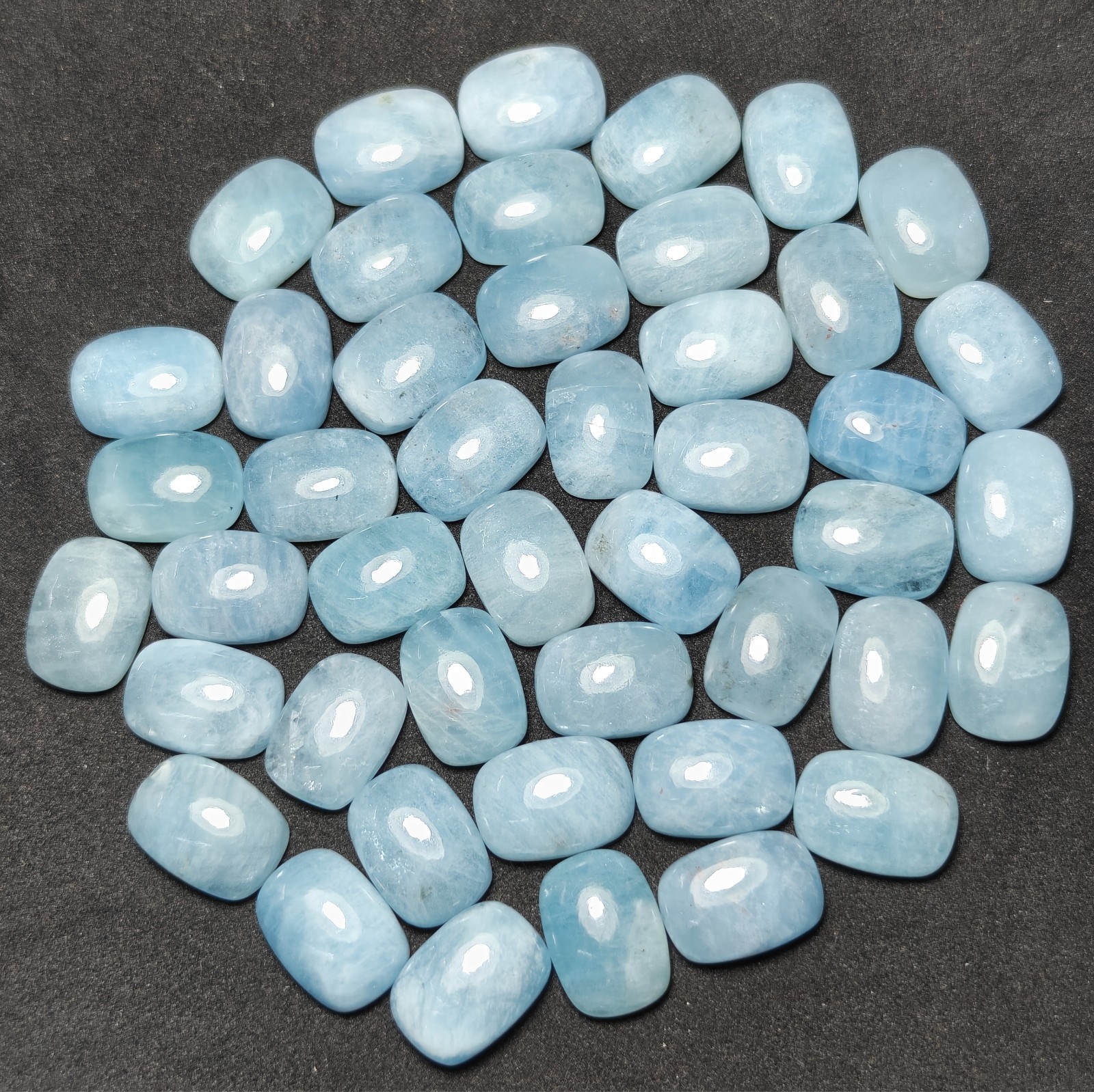 Natural Blue Aquamarine Cabochon Lot Loose Gemstone Blue Flashy|10x14mm