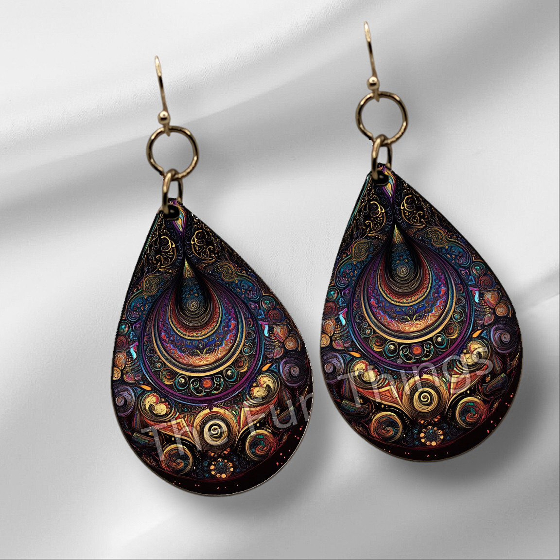 Bohemian Inspired Art Print Earrings NO TARNISHING Wood Boho Pattern Print Gifts