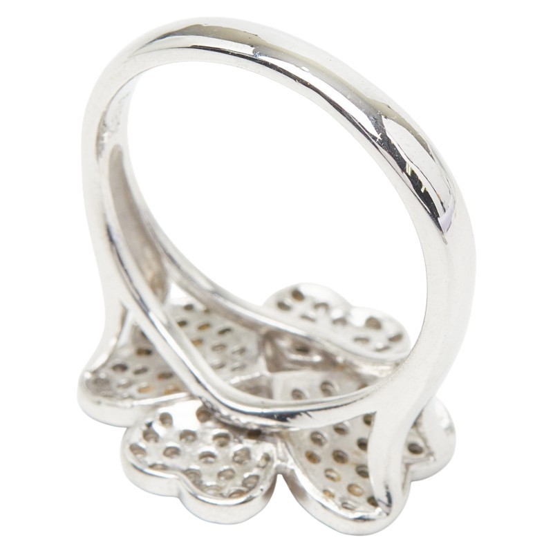 AUTHENTIC Clover motifRing ring K18WG white gold #13(JP Size) Women