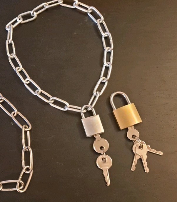 Aluminum Silver Lock Chain (Neck) With Key – Custom Length (Alt, Punk, Goth)