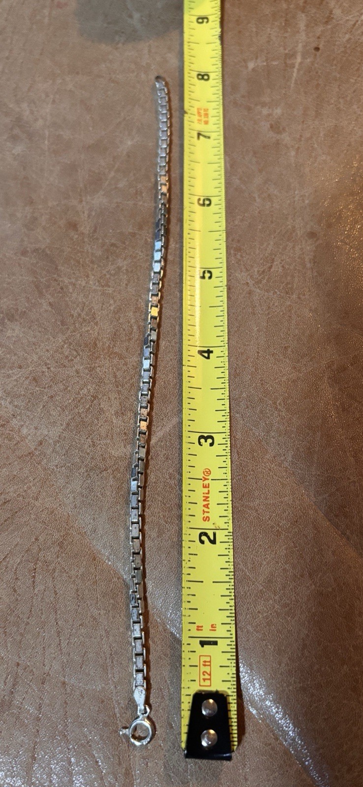 Vintage Sterling Silver Box Link Bracelet Made In Italy 8 In 5MM And 10.2 Grams