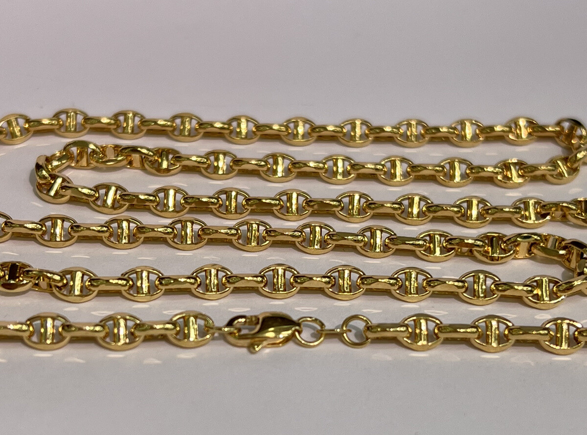 Pure 18K Yellow Gold Link Unisex Chain Necklace, 20 Inches. 11.81 Grams