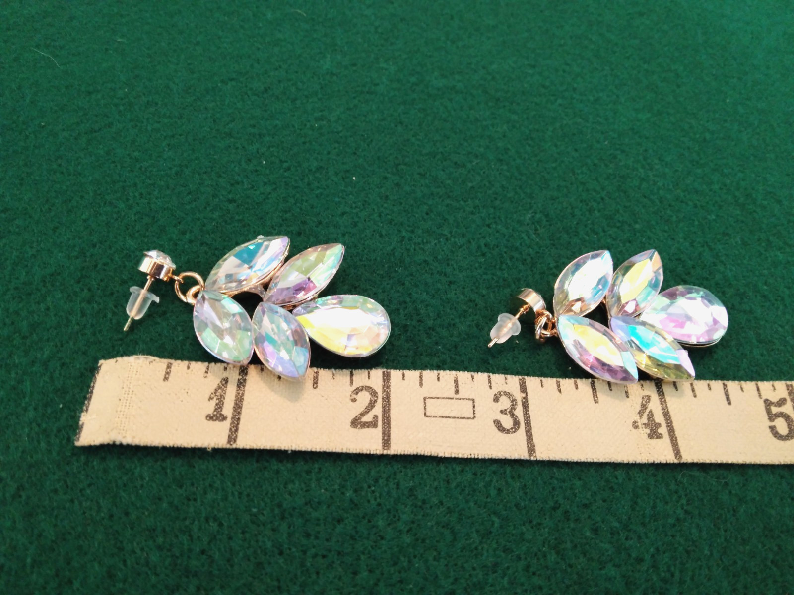 Contemporary Necklace Set Acrylic AB Marquis Stones Gold Tone Pierced Bridal