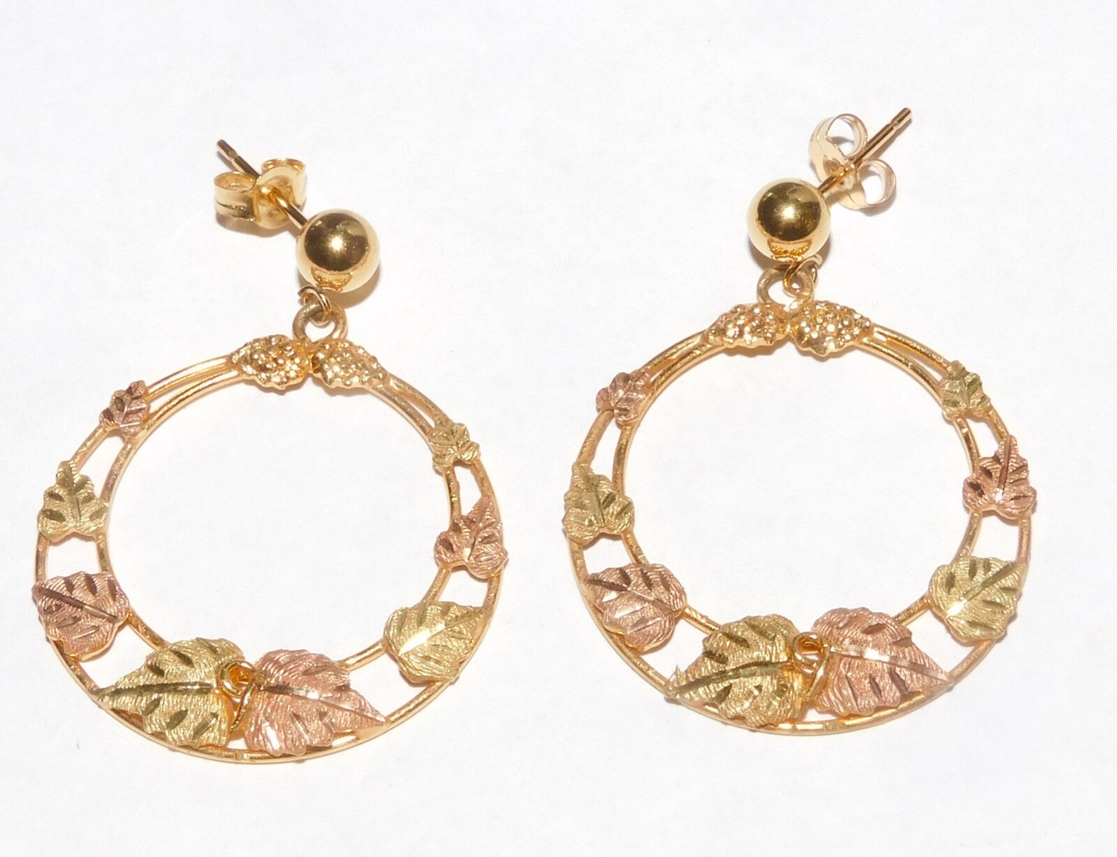 Black Hills Gold 10k 12k Large Ball Post Hoop Earrings