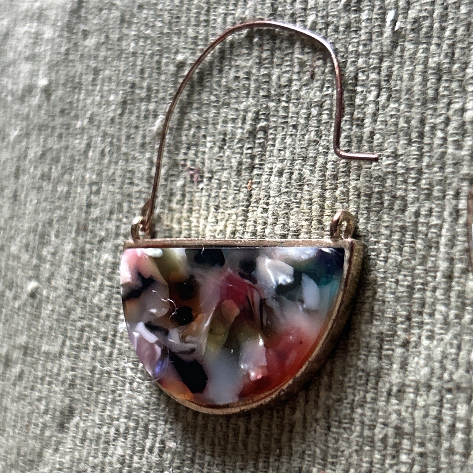 Acrylic Resin Hook U Shape Confetti Earrings