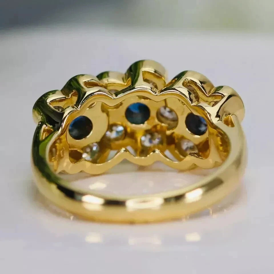 2Ct Round Cut Lab-Created Blue Sapphire Engagement Ring 14K Yellow Gold Plated