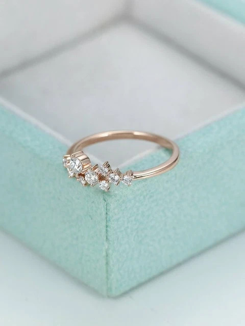 Lab Grown Diamond Engagement Band 1.60Ct Round Cut Ring 14K Rose Gold Plated