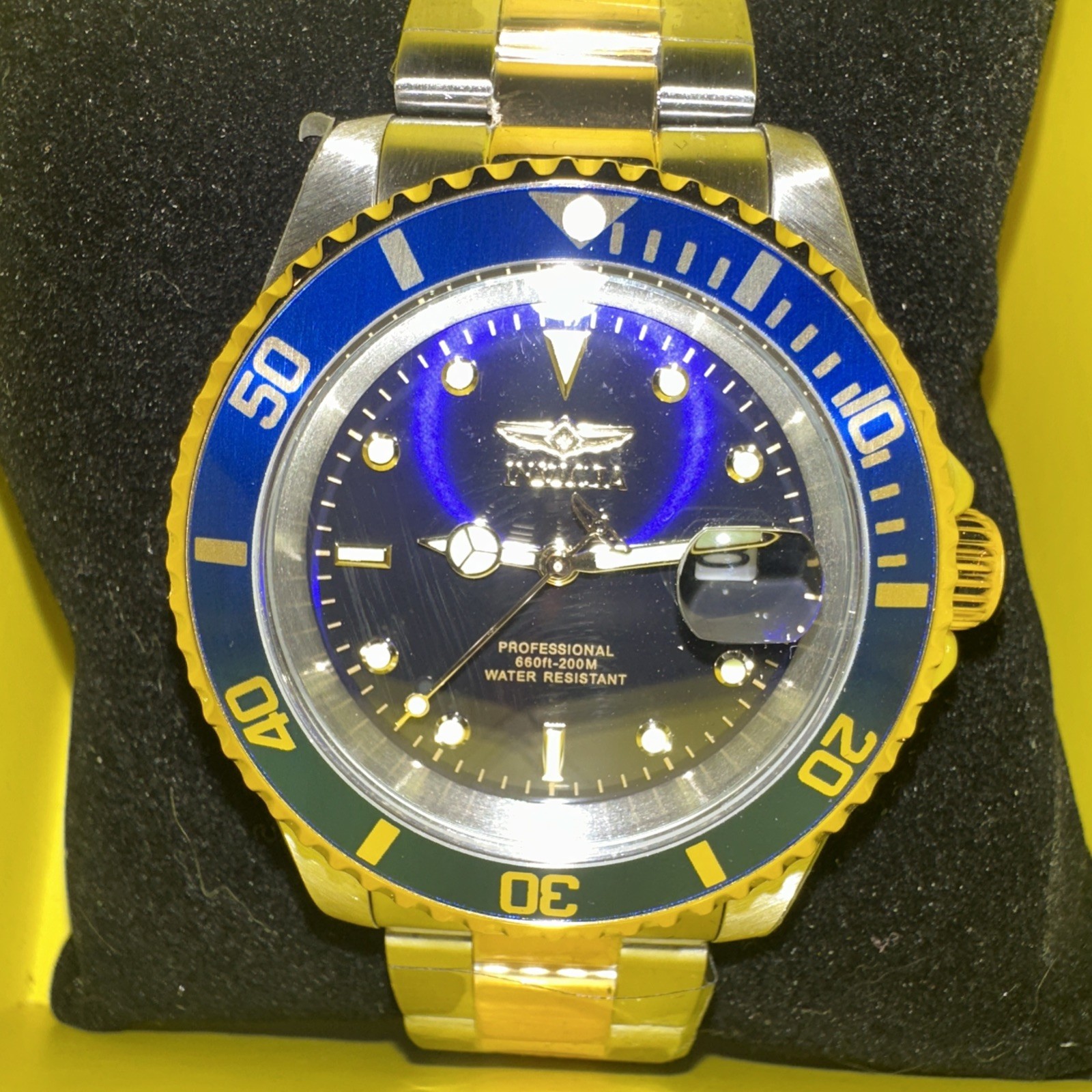 Invicta Pro Diver 26972 Blue Dial Two Tone Stainless Steel Wrist Watch for Men