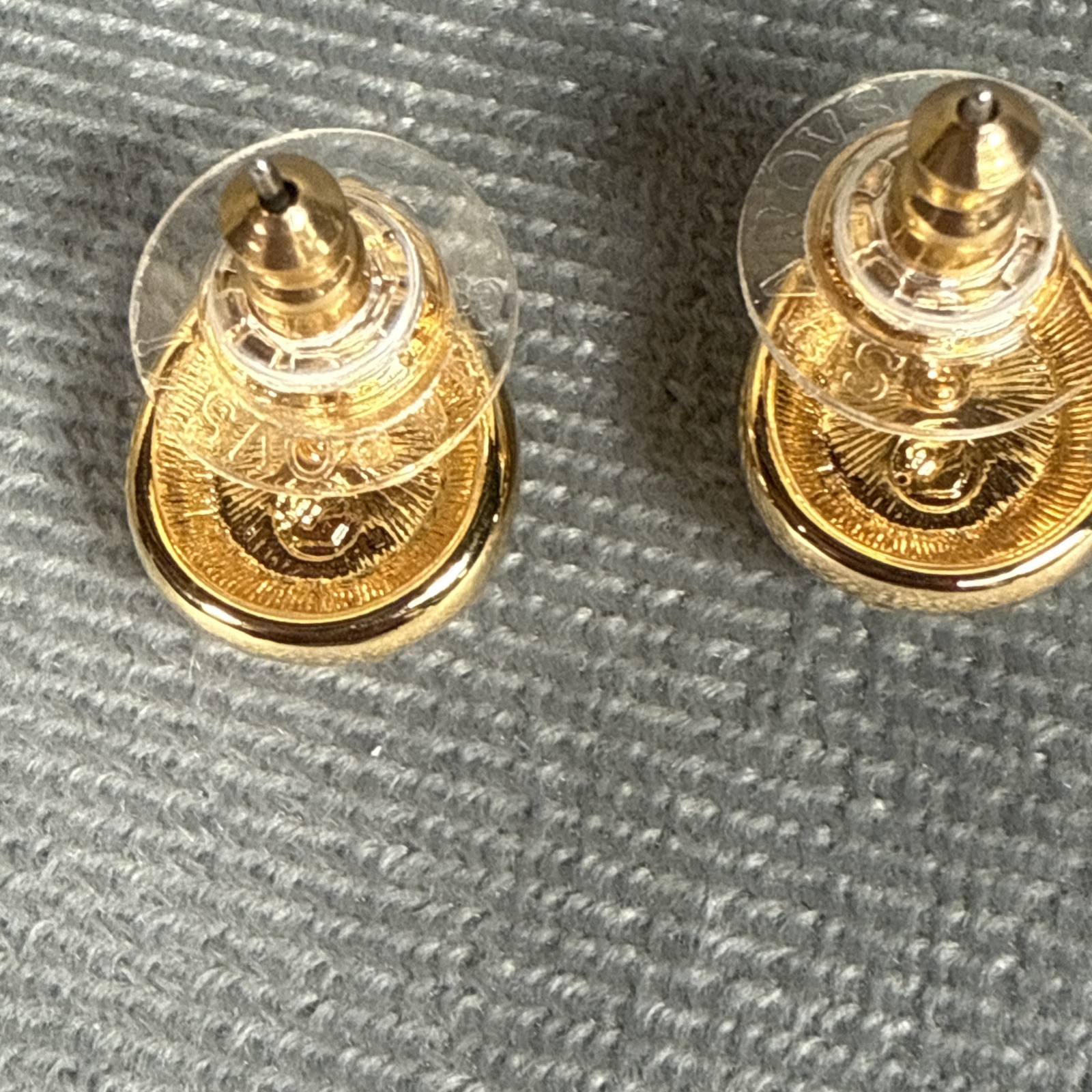 Swarovski Angelic Pear Pierced Earrings Jet Black Crystal Gold Tone Swan Logo