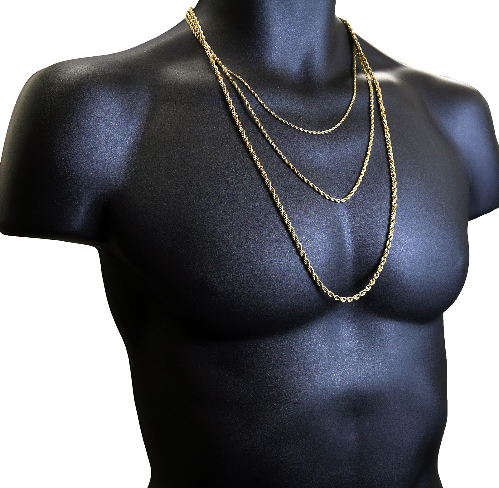 24K Gold Plated Stainless Steel Men Lady French Rope Chain Necklace 2-5mm 20-30″
