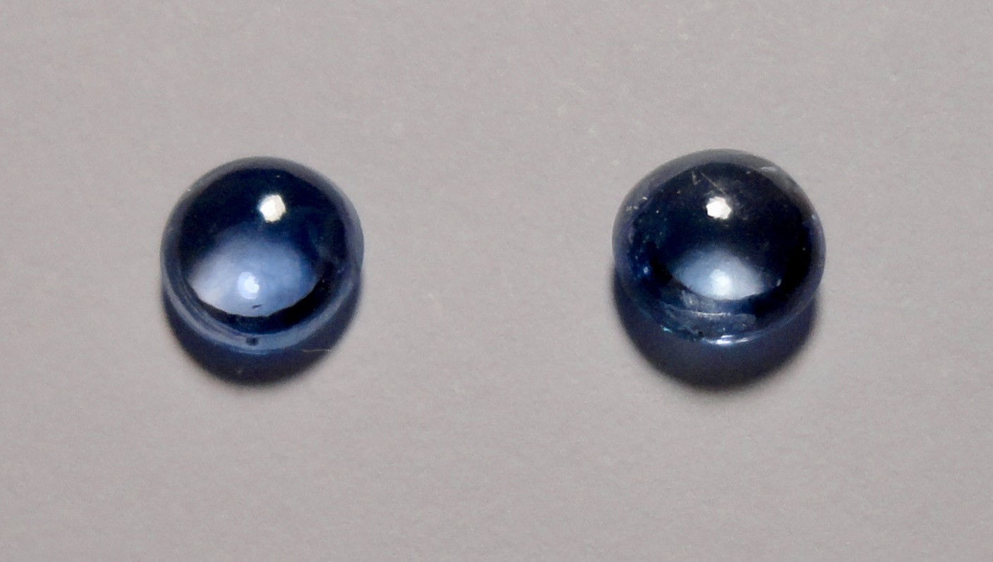Pair 5.4 mm Blue Round CAB 1.65 Ct Pretty Ceylon Sapphire Gemstones