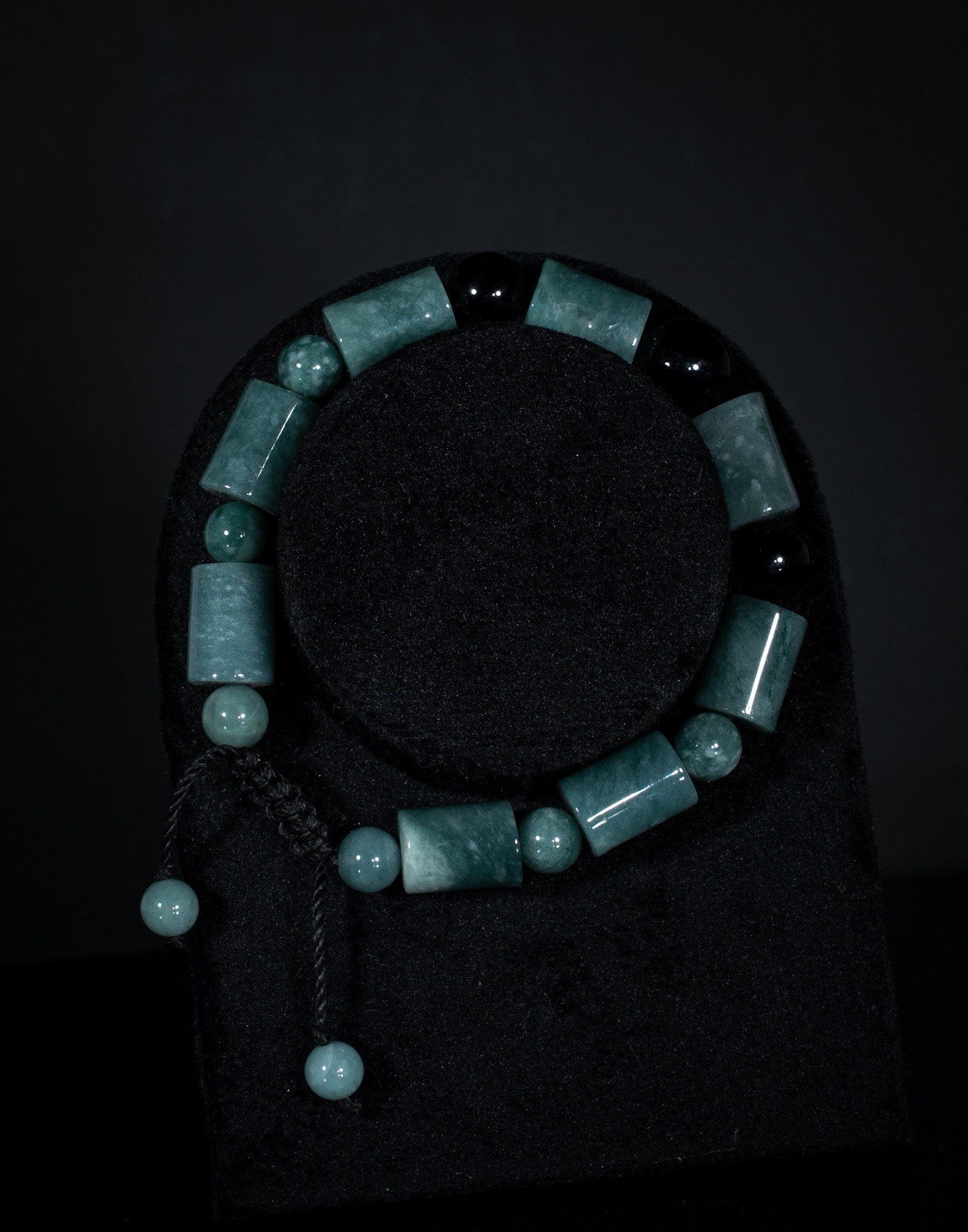 14×10 Jade Tube Bead Stretch Bracelet, Handcrafted Bracelet Cord Adjustable