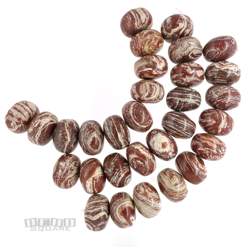 10 Large Brick Red Zebra Jasper Rondelle Bead 17mm – 18mm 5″ #18180