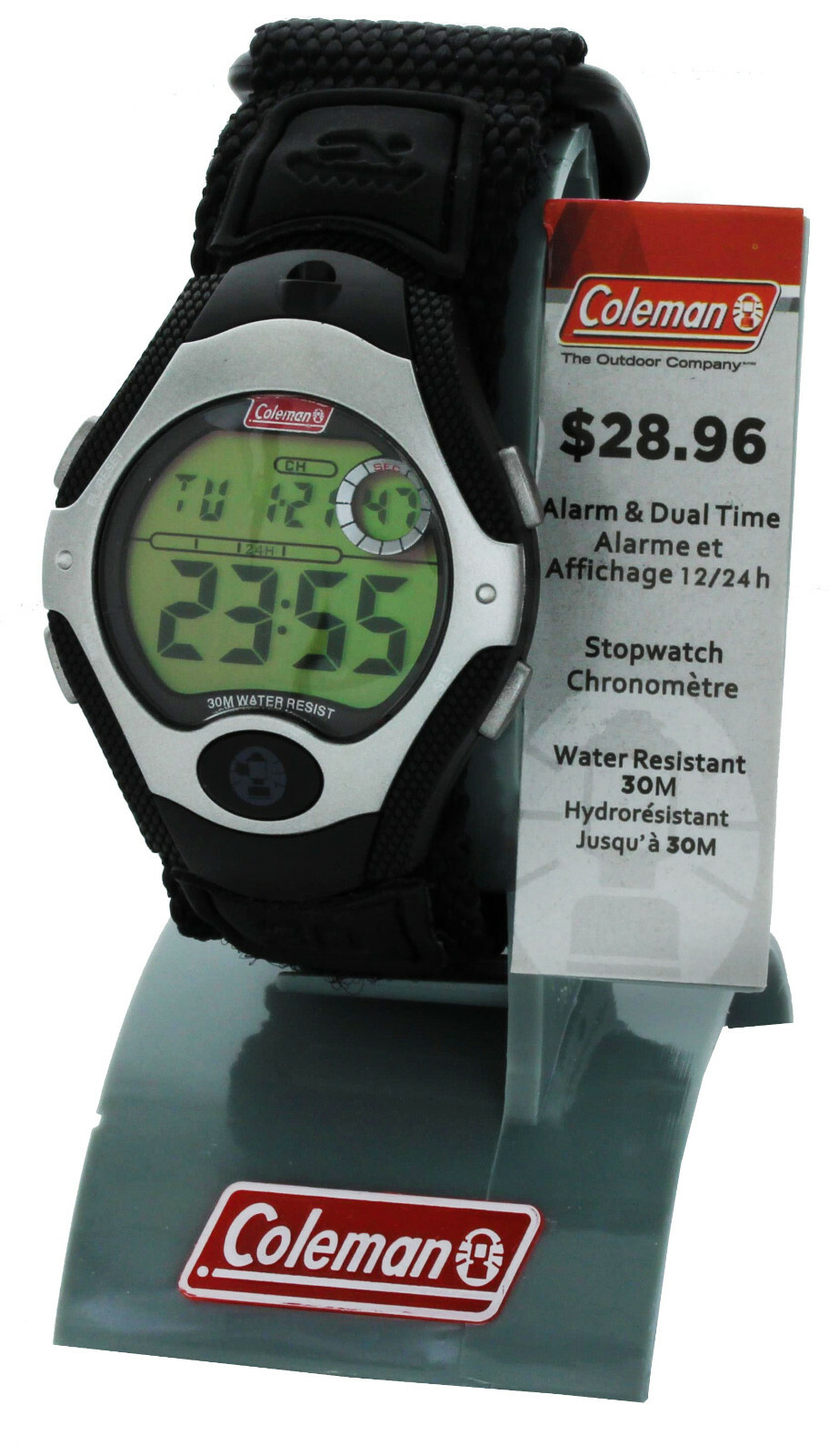 Coleman Men’s dual time stop Watch with Flashlight 40373
