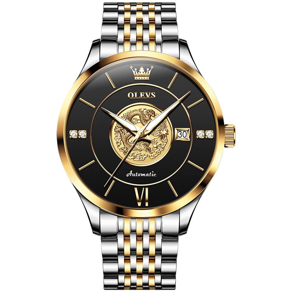 OLEVS 6693 Stylish Multi-functiom Dragon Dial Gents Formal Mechanical Watch