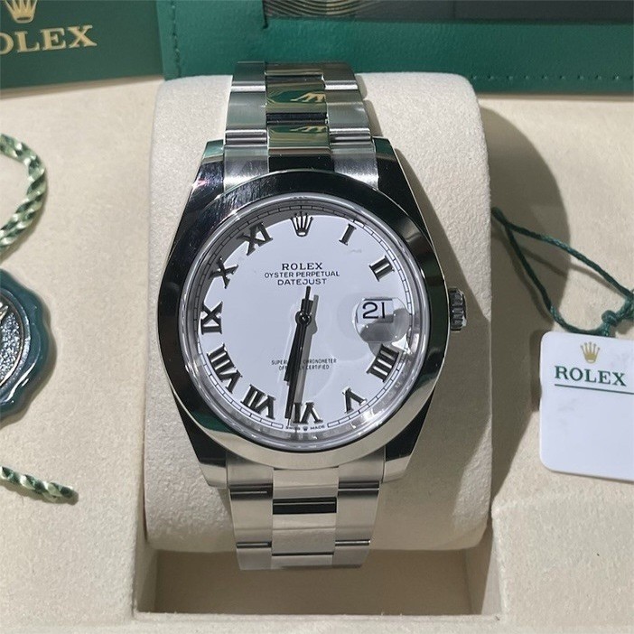 2026 Rolex Datejust 41MM White Roman Dial Oyster Bracelet (126300) Box & Papers