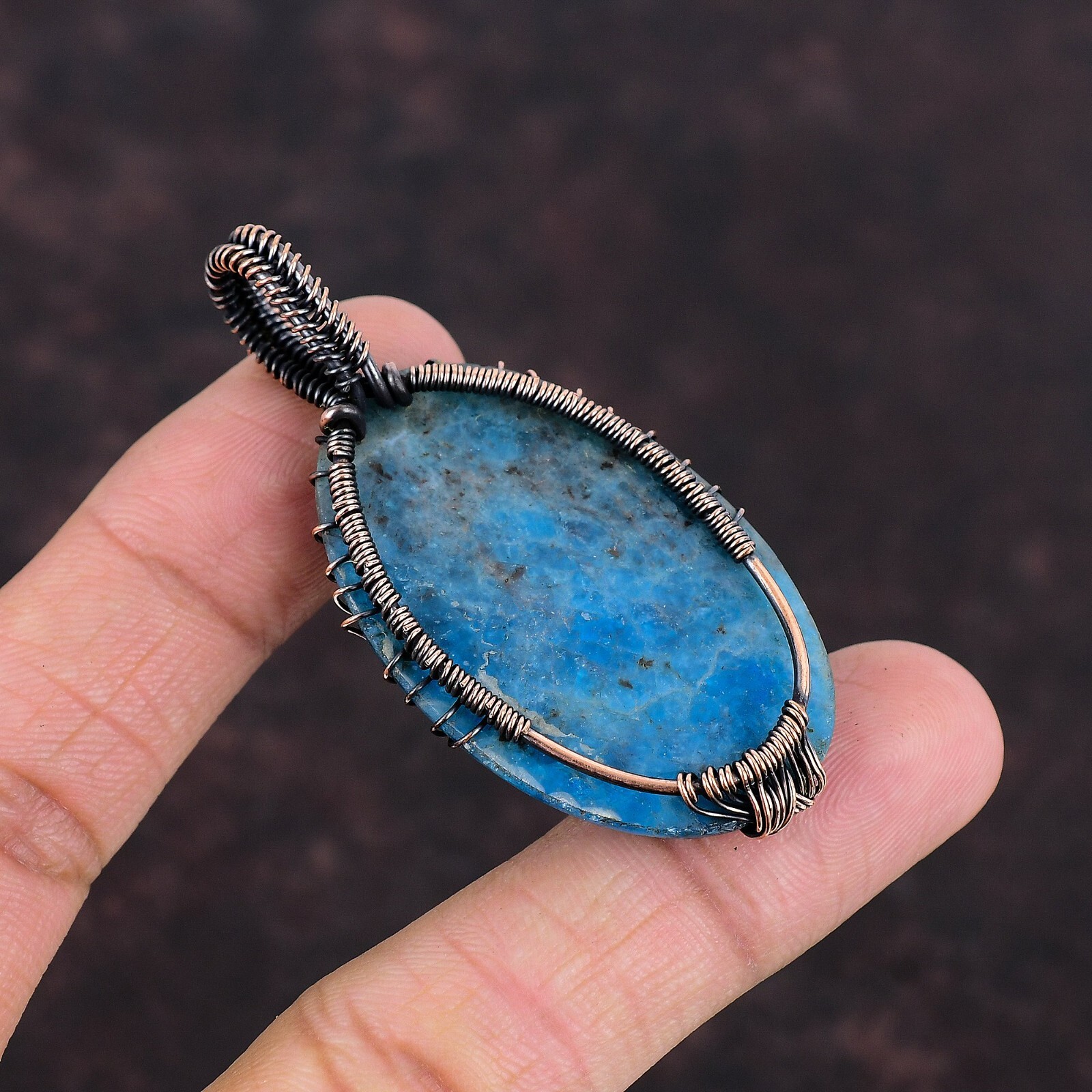 Neon Apatite Jewelry Copper Friend Gift Wire Wrapped Tree Of Life Pendant 2.52″