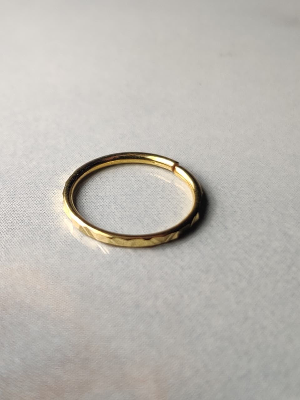 Gold Textured Nose Ring • Minimalist Hoop Nose Piercing • Lightweight Nose Ring