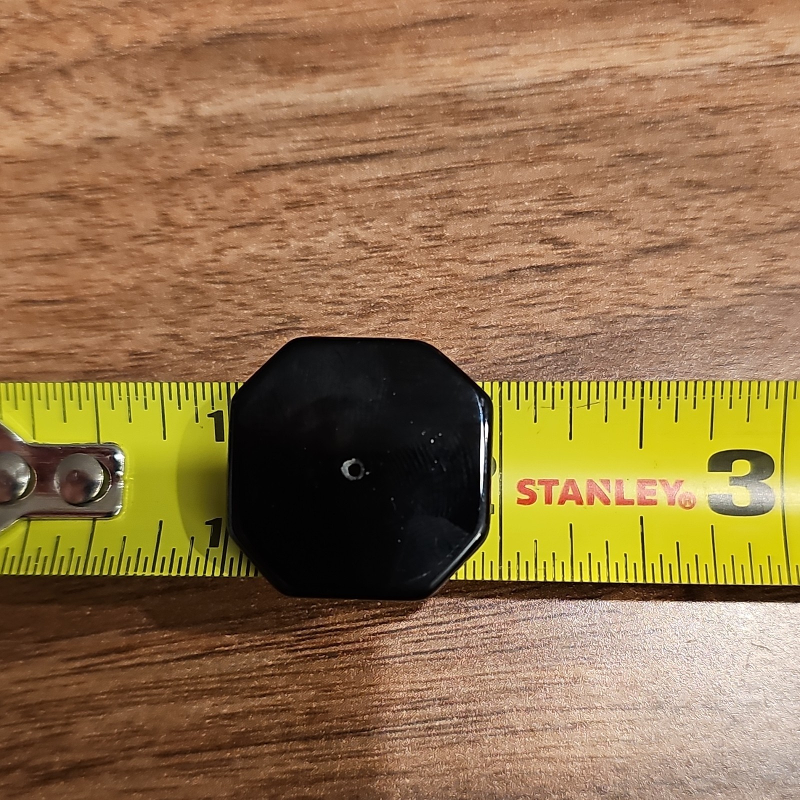 Black Octagon Plastic Beads Smooth Center-Drilled 1mm Hole Lot of 2