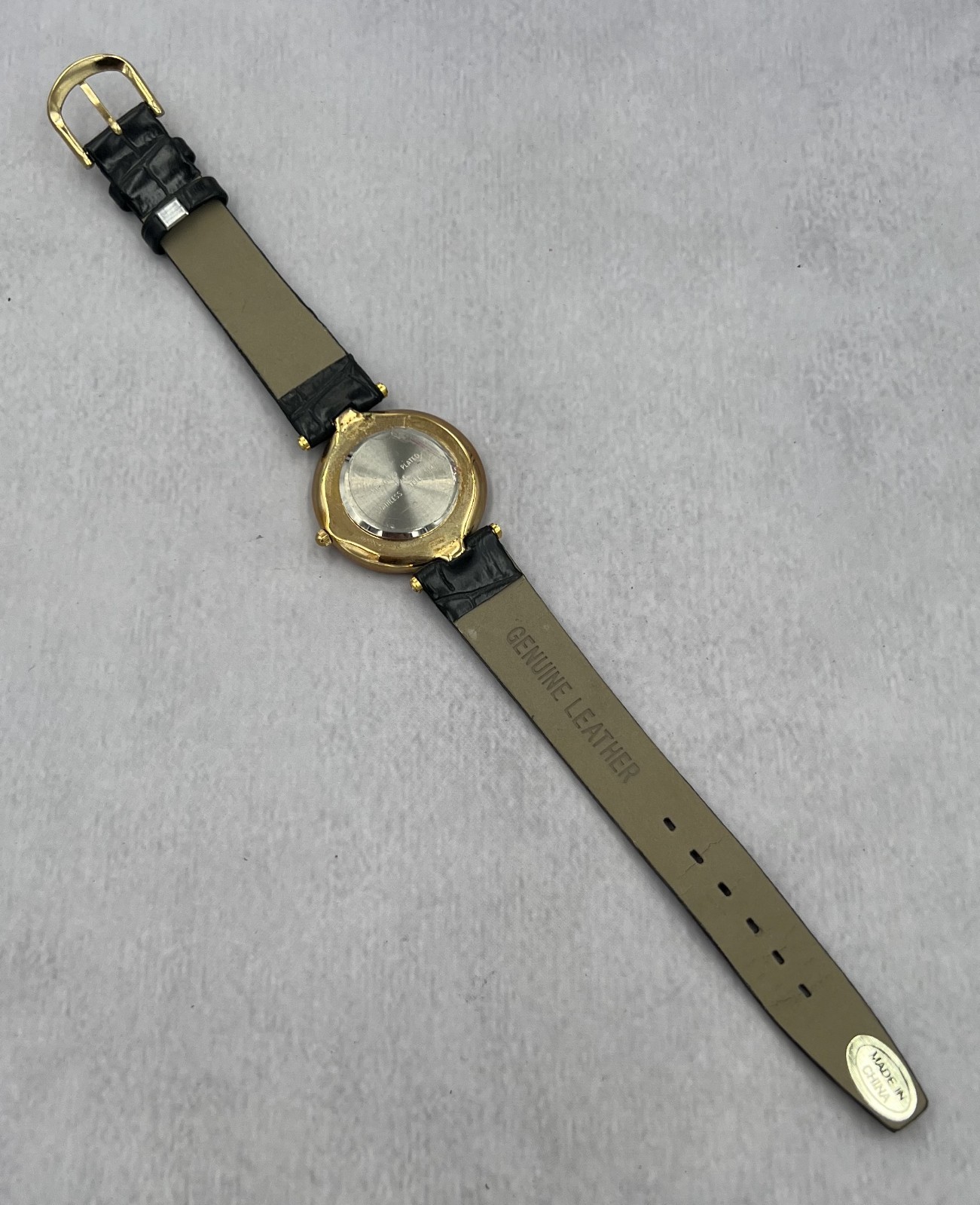 Le Chateau Women’s Black Leather Band White Dial Water Resistant Watch