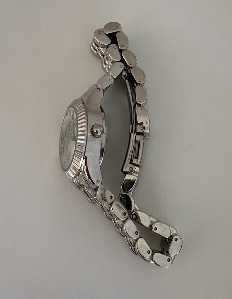 Disney Mickey Mouse Women’s Quartz Analog 100m Silver Bracelet Watch w/ Tin Box