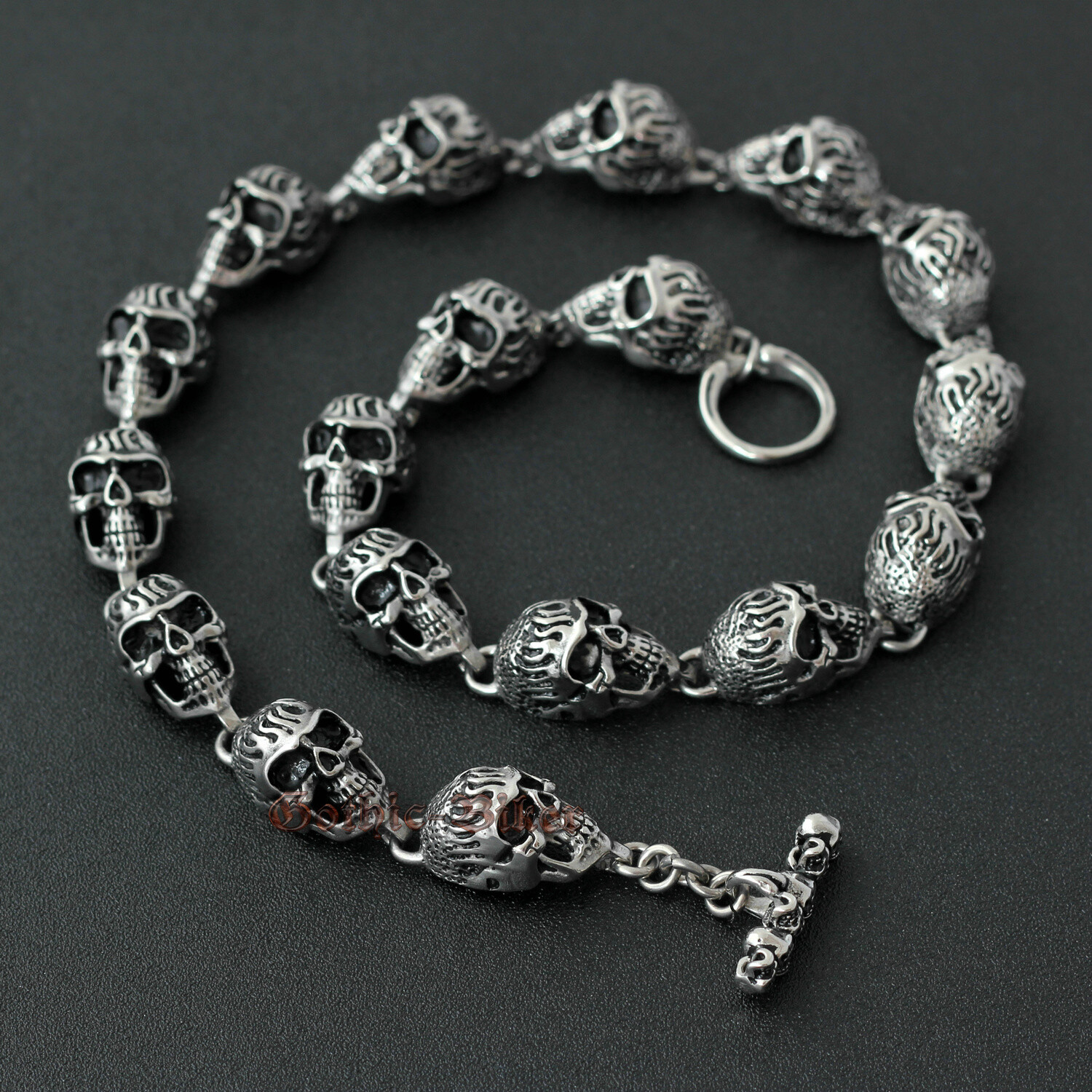 Biker Large Heavy Skull Mens 316L Stainless Steel Necklace 24″ Gothic Chain Gift