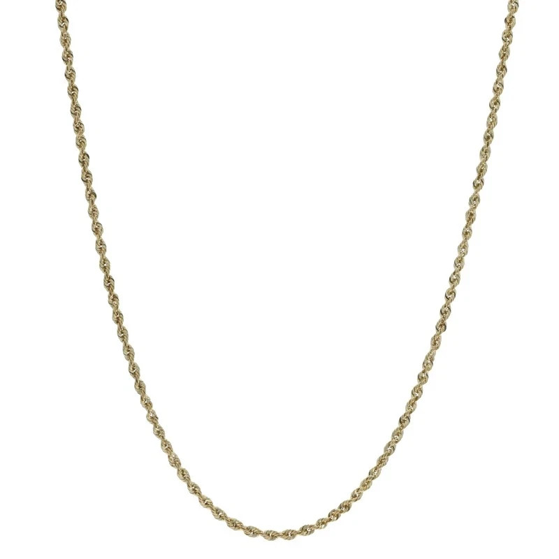 14K Yellow Gold 2.5mm-Diamond Cut Rope Chain Necklace Men Womens 20″