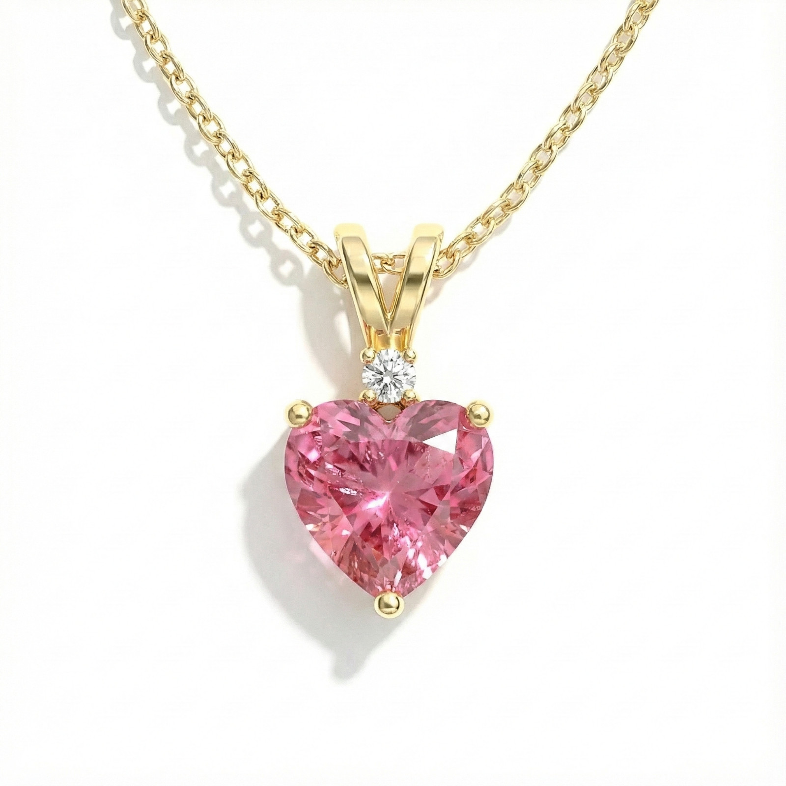 Pink Tourmaline Heart Necklace Gold Pendant | October Birthstone Jewelry For Her