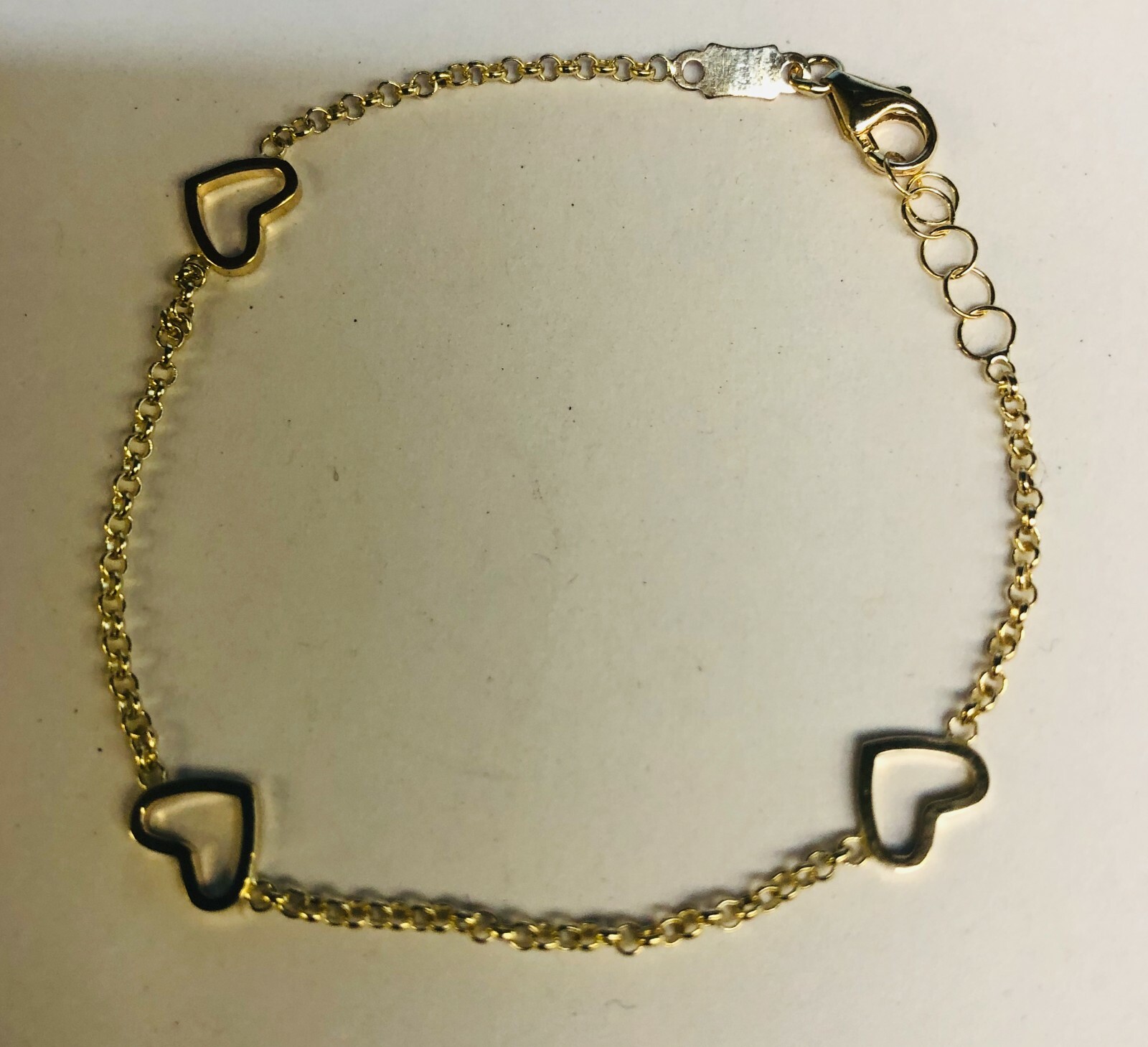 14k Yellow Gold 6″ Child Shiny Fancy Heart Bracelet with Lobster Clasp 1.4Grams
