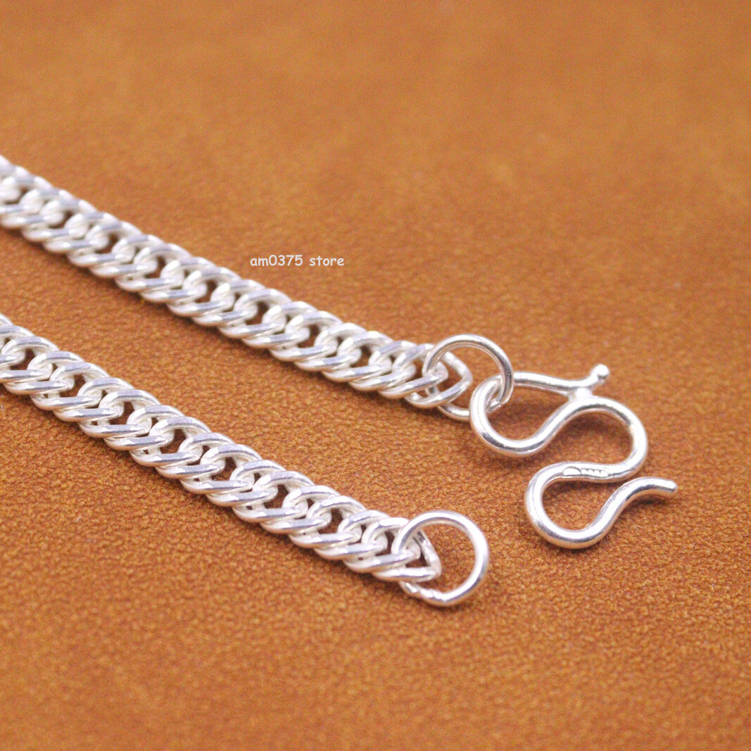 Pure 999 Fine Silver Necklace Women’s 5.8mm Curb Chain Cuban Link 18inch /25-26g