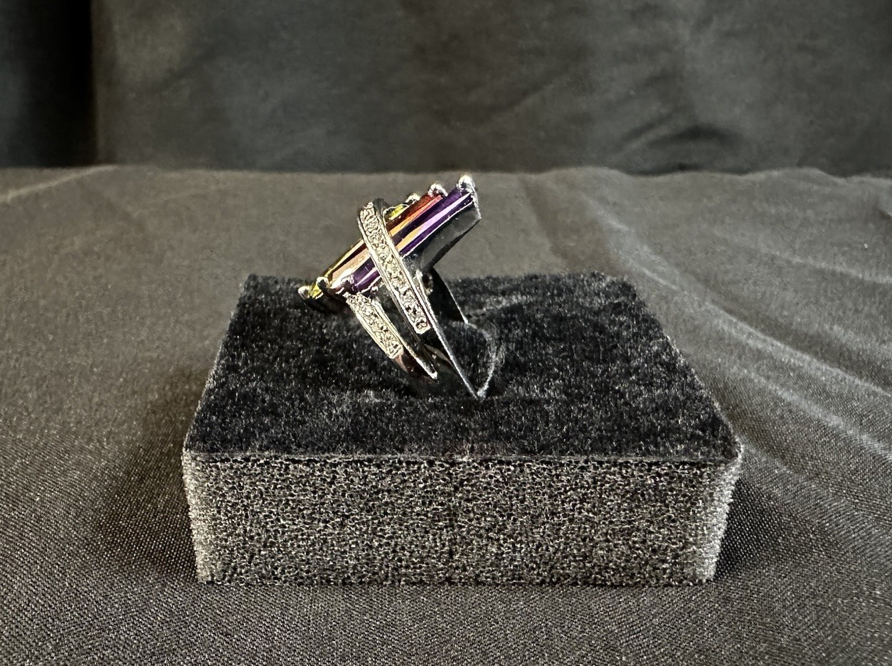 Signed RSC RS Covenant Multicolor Crystals & Stones Ring Size 9.5 Made In USA