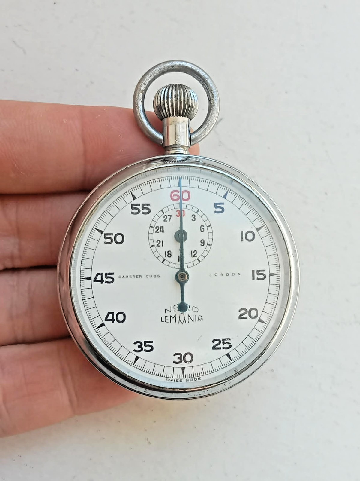 Vintage Camerer Cuss Nero Lemania Swiss Stopwatch