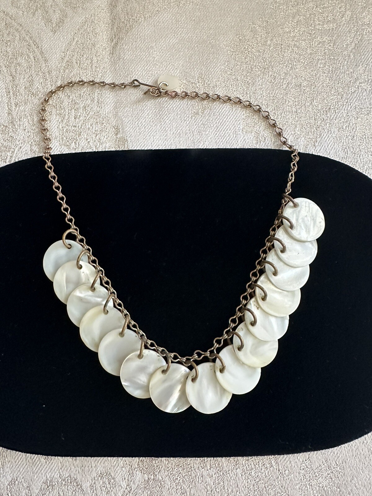 Vintage Mother of Pearl MOP Disc Button Choker Necklace – Circa 1940s Artisan