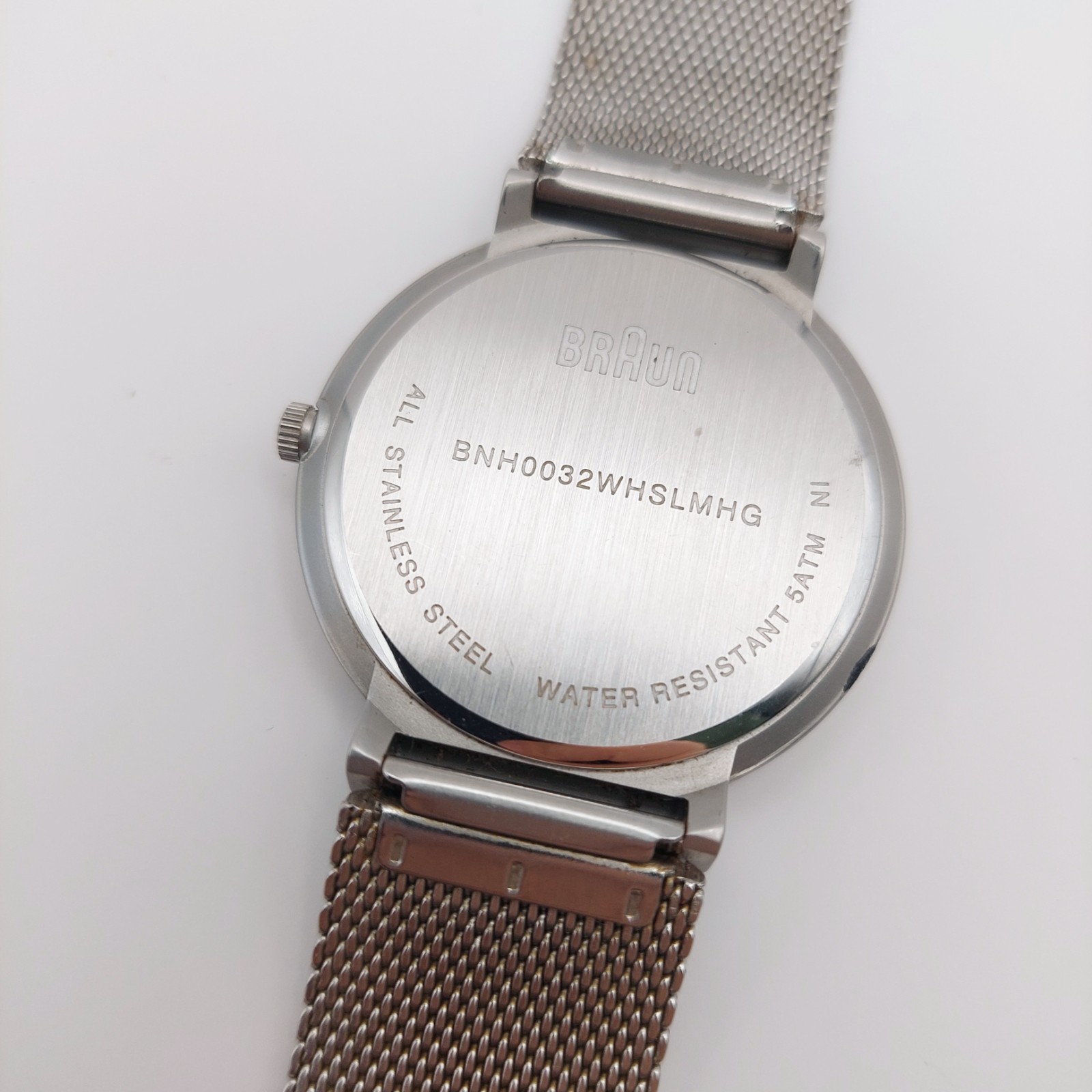 BRAUN BNH0032WHSLMHG White Dial Quartz Mesh Stainless Steel Watch Men In hand
