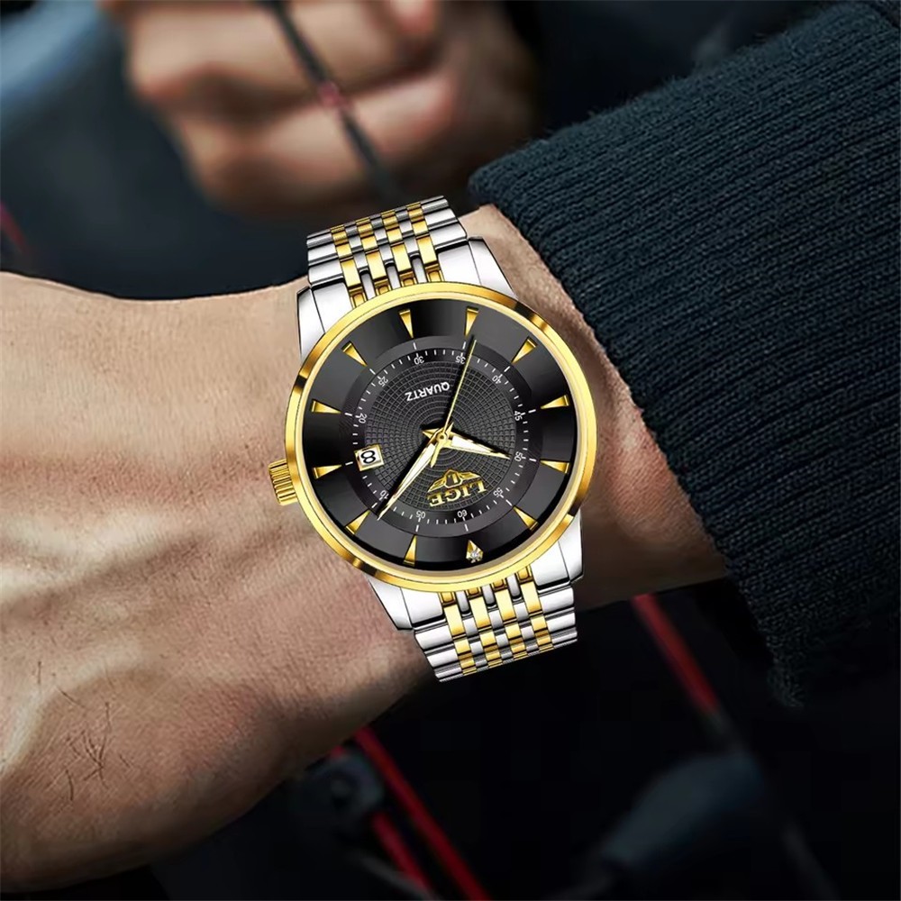 LIGE Men Watch Brand Steel Quartz Wristwatch Casual Business Male Date Watches