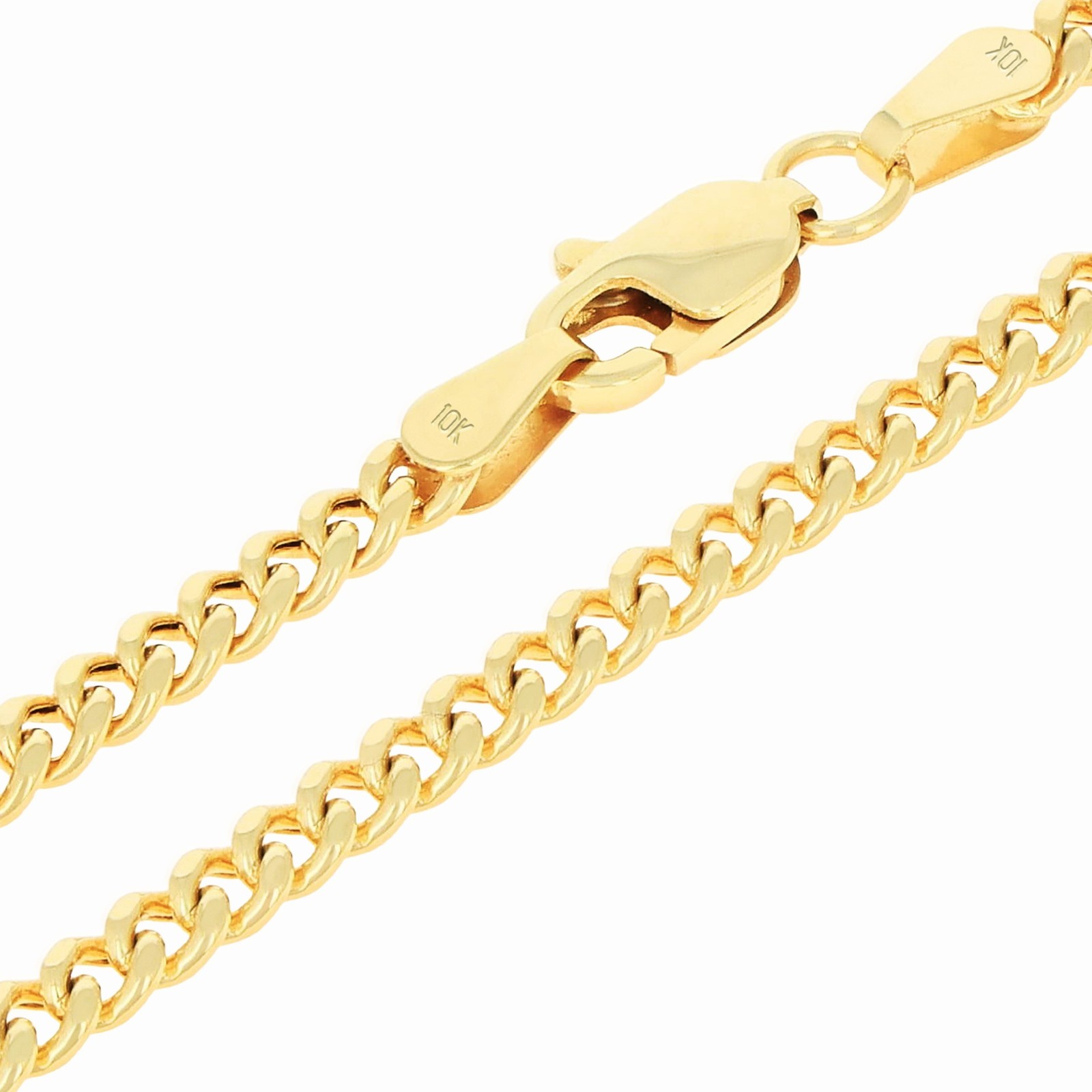 10K Yellow Gold 3.5mm Miami Cuban Link Chain Bracelet Lobster Clasp 7″ 8″ 9″