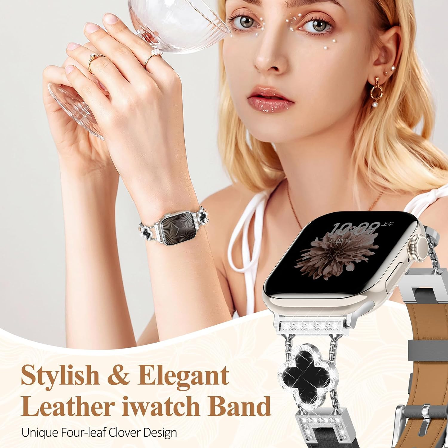 Leather Band Compatible with Apple Watch Bands for Women 42Mm 44Mm 45Mm 46Mm 49M