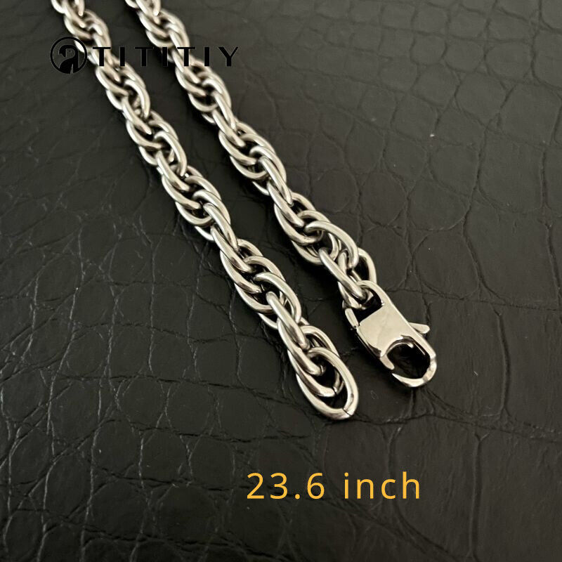 New Pure Titanium Twisted Necklace Wide 7mm Wide Anti Allergic 23.6 Inch Long