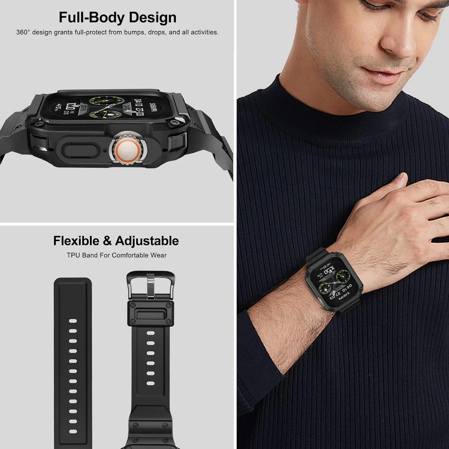 Rugged Apple Watch Band Bumper Case Cover Strap Iwatch SE 9 8 7 6 5 4 3 2