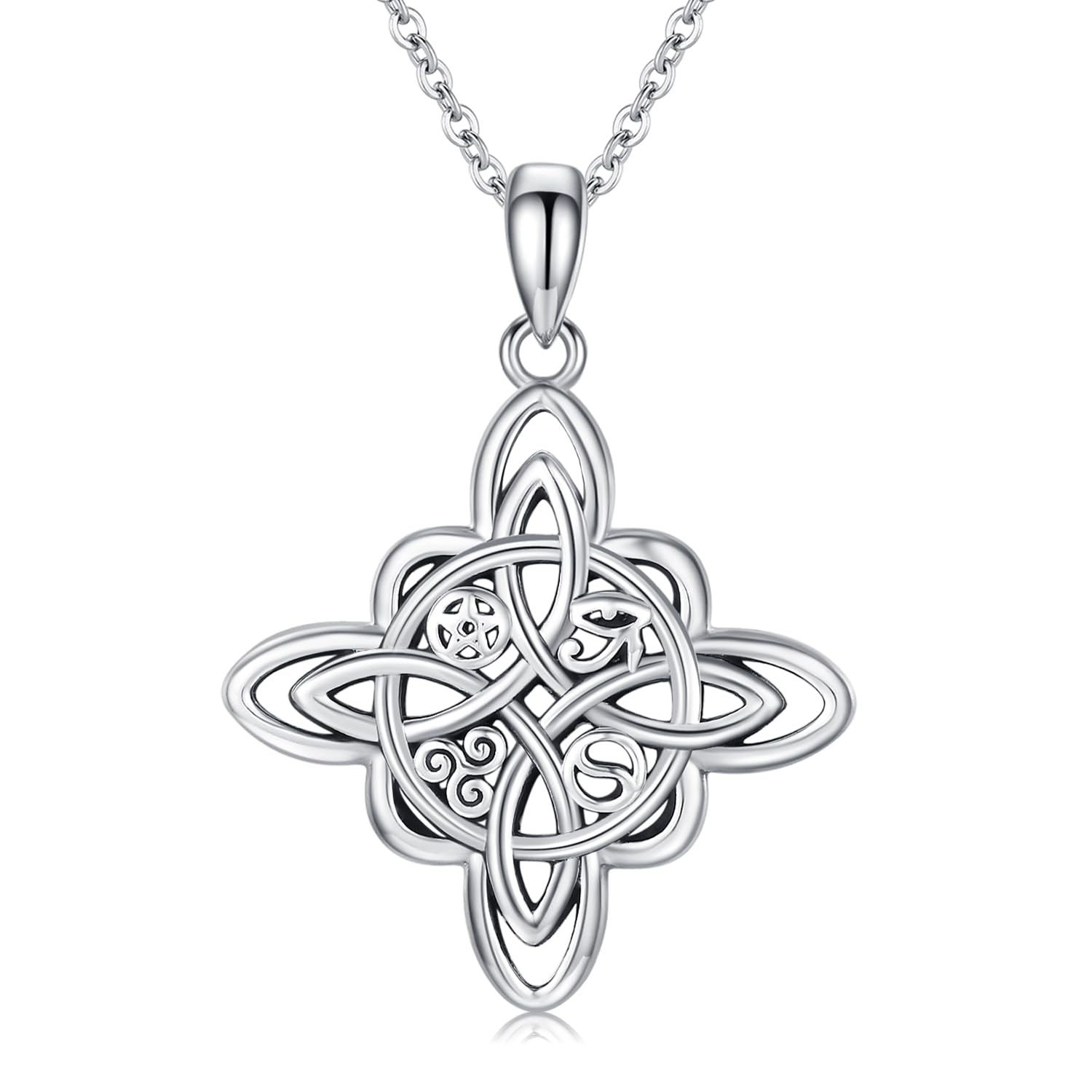 Witches Knot Necklace 925 Sterling Silver Nudo de Bruja Pendant Celtic Knot N…