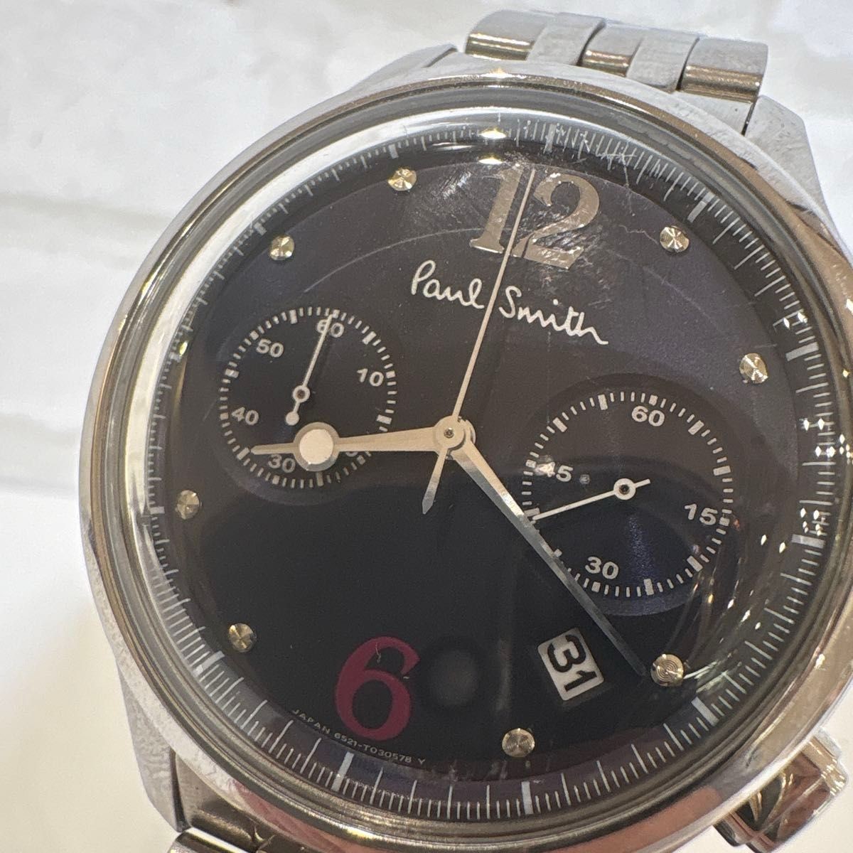 Paul Smith Chronograph Men’s Watch Black Dial Silver SS Working From Japan