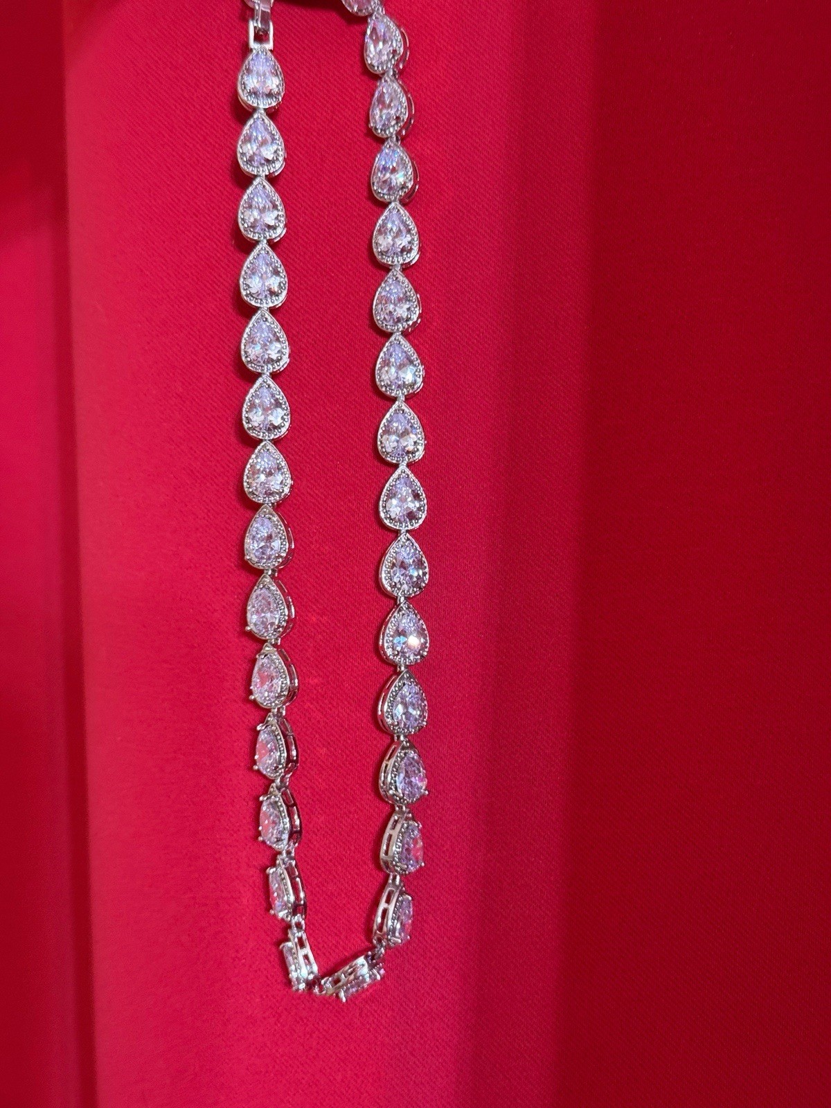 16” New Women’s Cubic Zirconia Water Drop Crystal Statement Choker Necklace