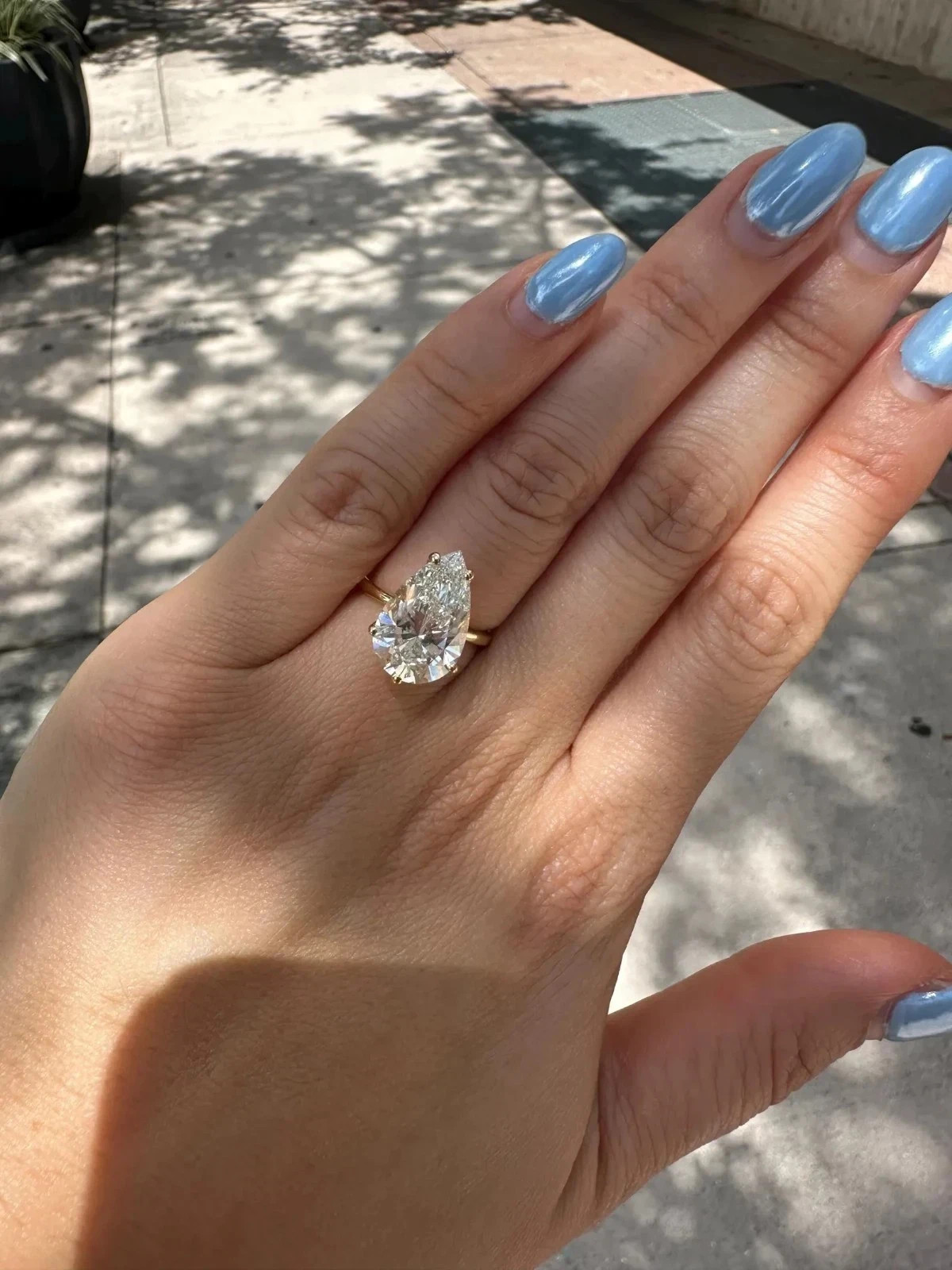 5.00 CT Pear Cut Moissanite Solitaire Engagement Ring 14k Yellow Gold Plated