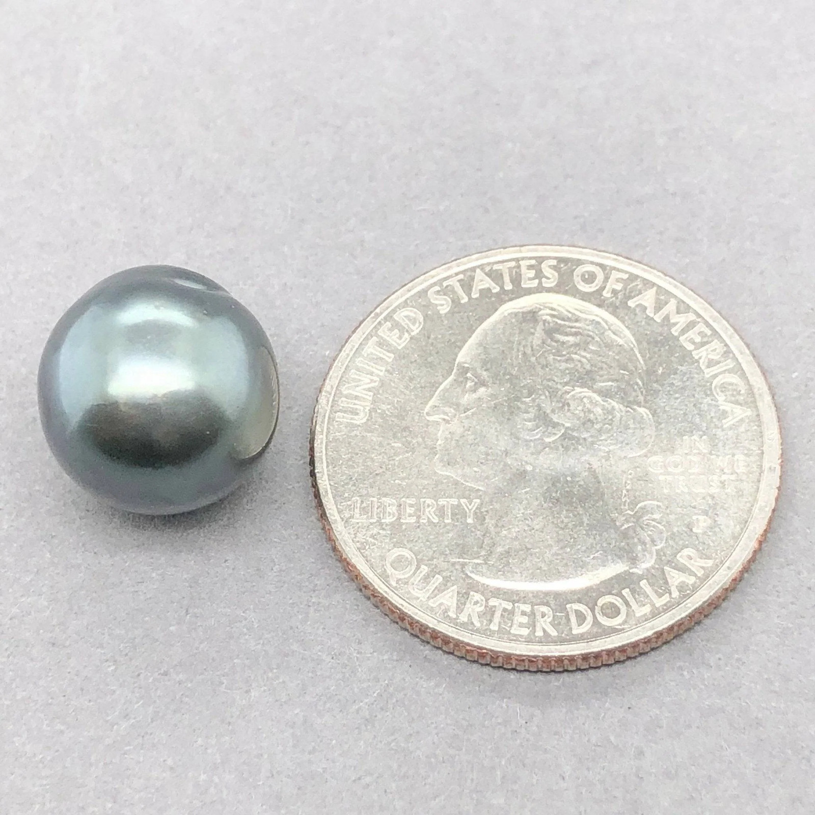 Estate Half Drilled cultured Tahitian round Pearl 12 x 12.5mm
